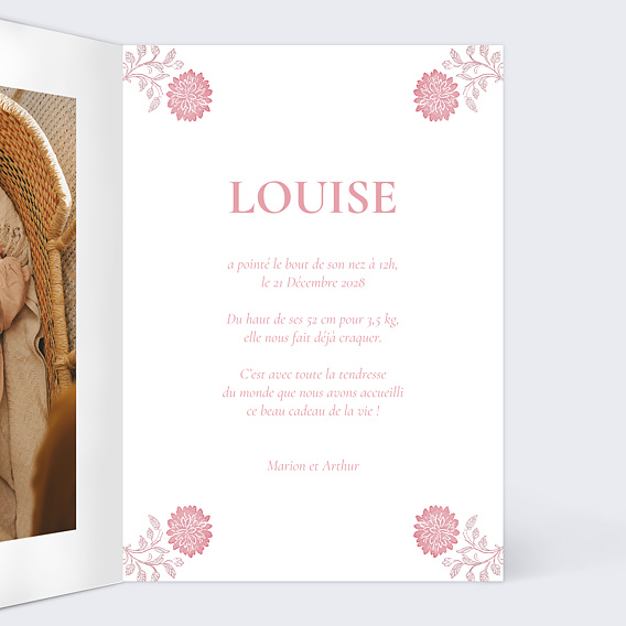 Faire part naissance Hippy boho Intérieur Droit