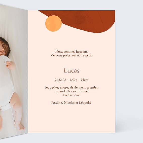 Faire part naissance Petit Bohème Intérieur Droit