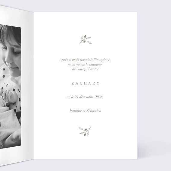 Faire part naissance Photomaton Amande Intérieur Droit