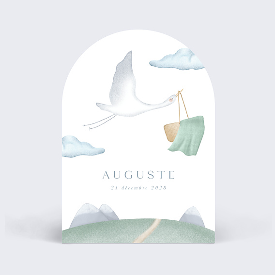 Faire part naissance Cigogne Élégante