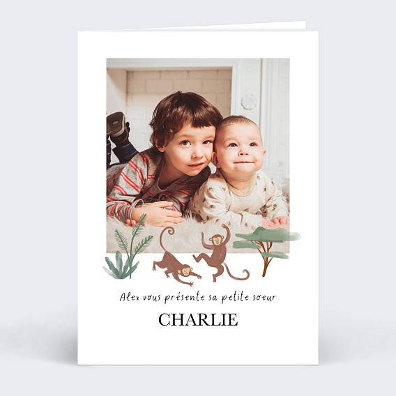 Faire part naissance Jungle animée