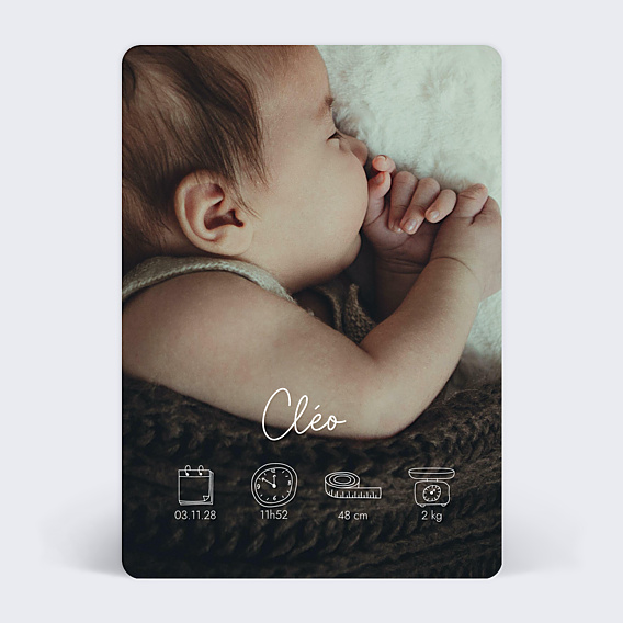 Faire-part Naissance Certificat Vertical