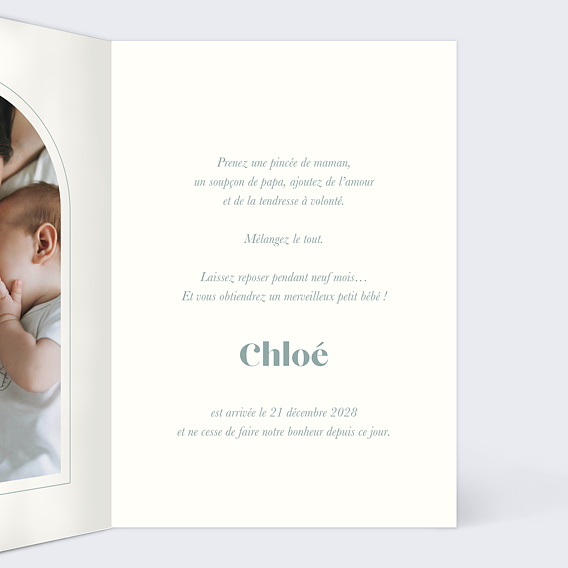 Faire part naissance Certificat Illustrations Intérieur Droit