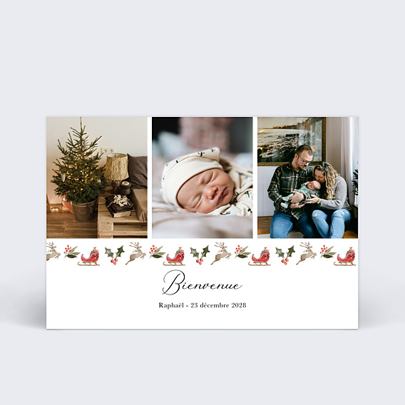 Faire-part Naissance Noël Frise