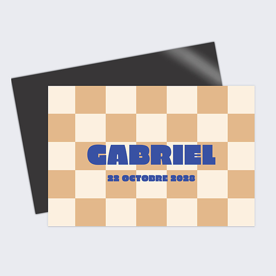 Faire part naissance Baby damier sablé