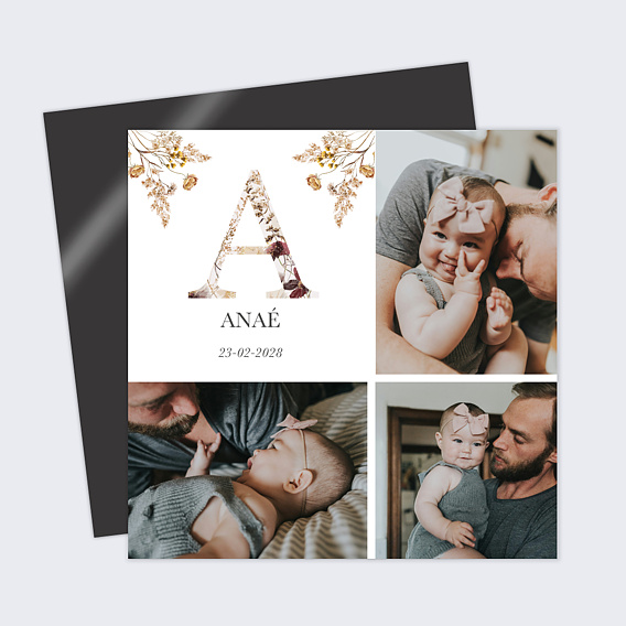 Faire part naissance Lettrine sauvage