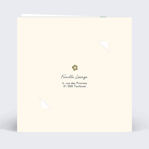 Faire part naissance Graine de Bébé Verso