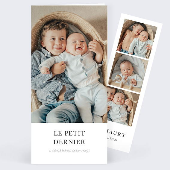 Faire part naissance Minimaliste fratrie