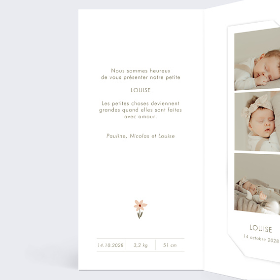 Faire part naissance Liberty Automne Intérieur Gauche