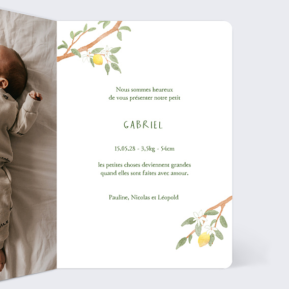 Faire part naissance Petits Vêtements Intérieur Droit