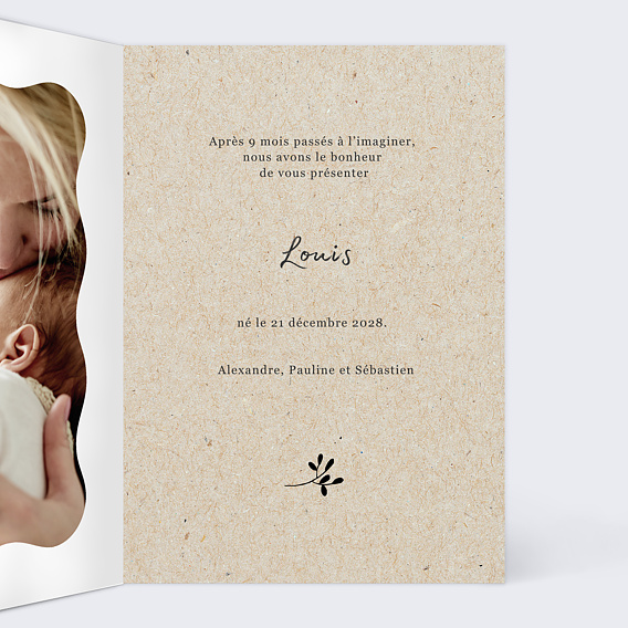 Faire part naissance Photomaton Nature Intérieur Droit