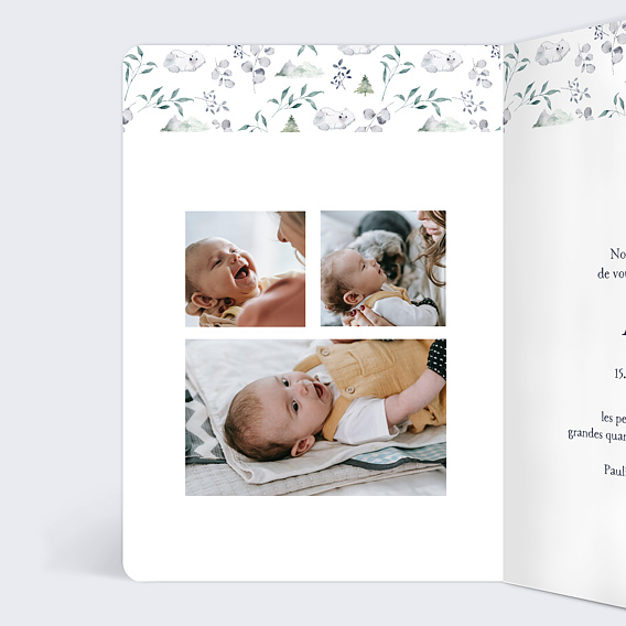 Faire part naissance Ourson Polaire Intérieur Gauche