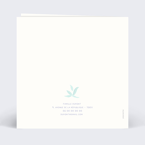 Faire part naissance Petits oiseaux Verso