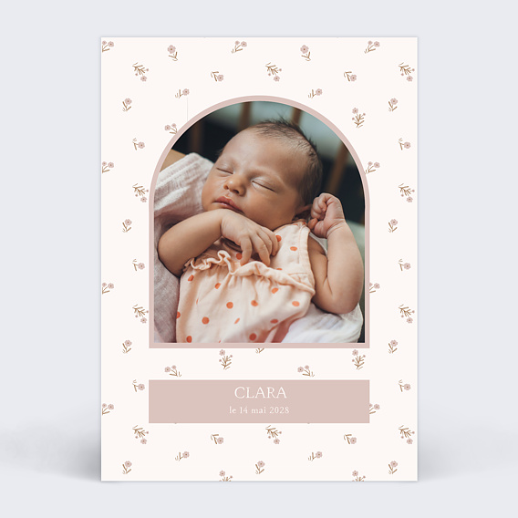 Faire part naissance Motif Fleurs Recto