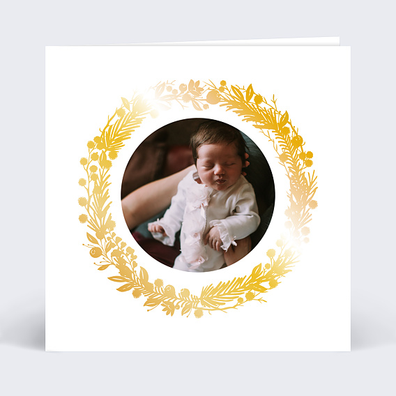 Faire part naissance Dorure Jolie Couronne Recto