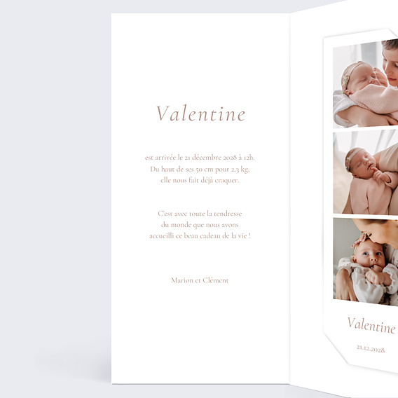Faire part naissance Multiphoto Élégant Intérieur Gauche