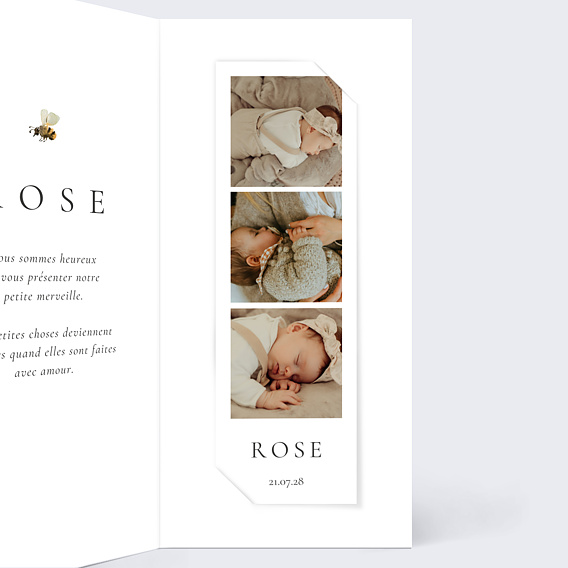 Faire part naissance Bouquet Tendre Intérieur Droit