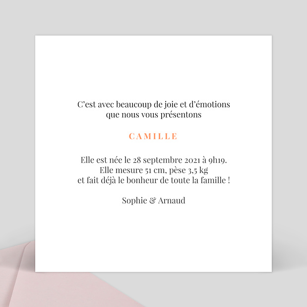 Faire-part de naissance Simplicité Verso
