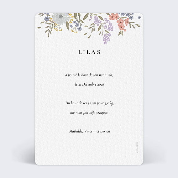 Faire-part Naissance Bucolique
