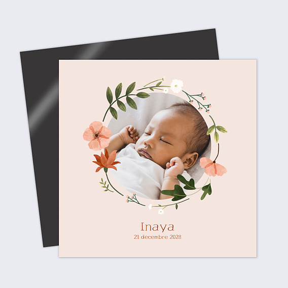 Faire part naissance Couronne de Fleurs II