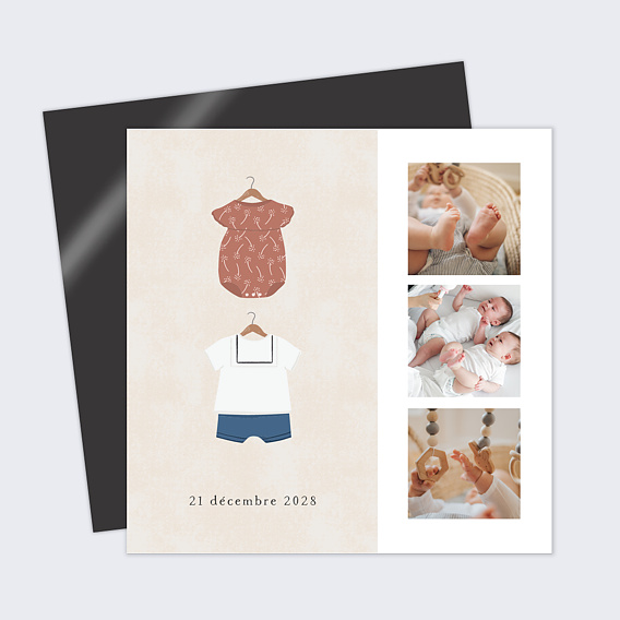 Faire part naissance Petits Vêtements Jumeaux