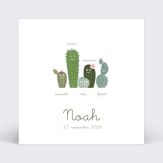Faire-part Naissance Famille Cactus