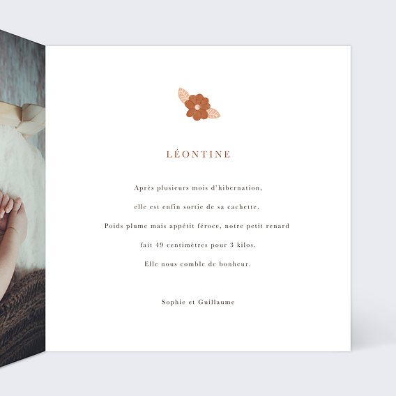 Faire-part Naissance Couronne Renardeau