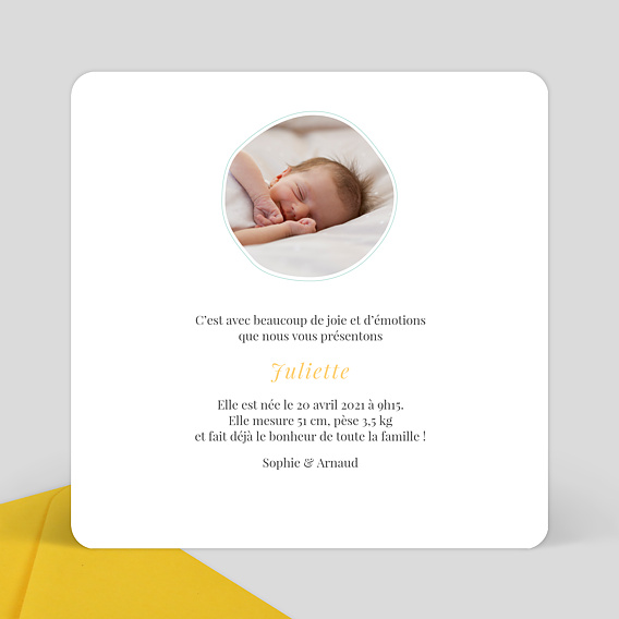 Faire part naissance Baby Elephant Verso