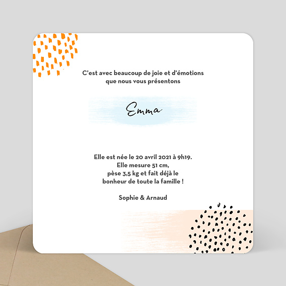 Faire part naissance Pastel Verso