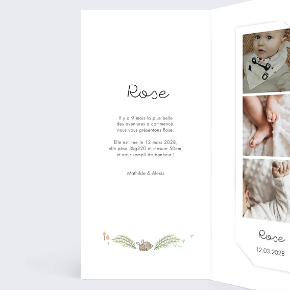 Faire part naissance Couronne renard Intérieur Gauche