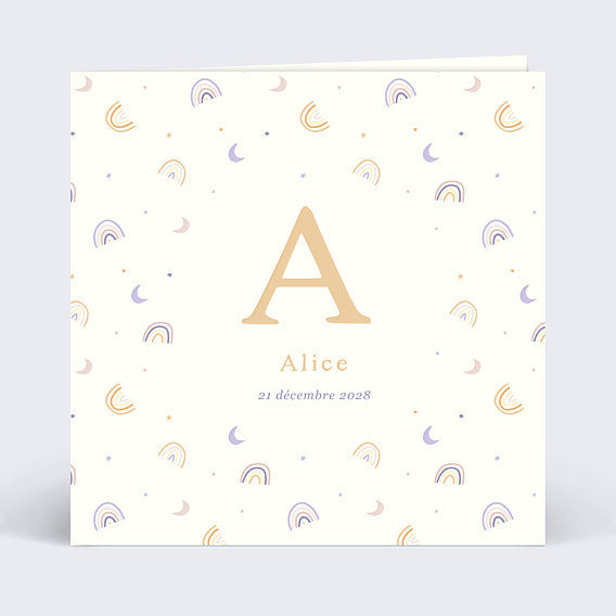 Faire part naissance Motif Arc-En-Ciel