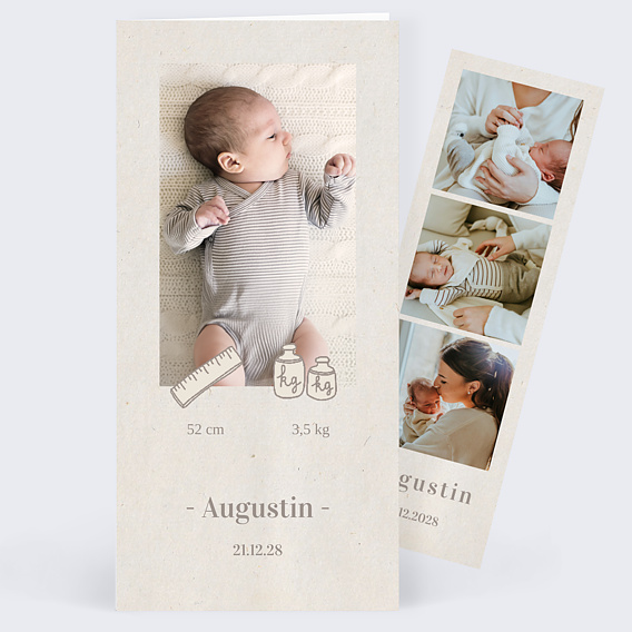 Faire part naissance Pictos Douceur de Lin