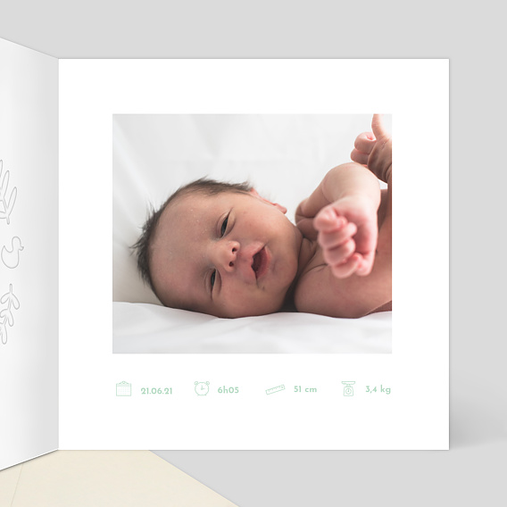 Faire part naissance Découpe Couronne de Jouets Intérieur Droit