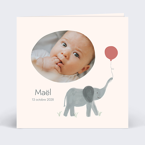 Faire-part Naissance Éléphant joueur