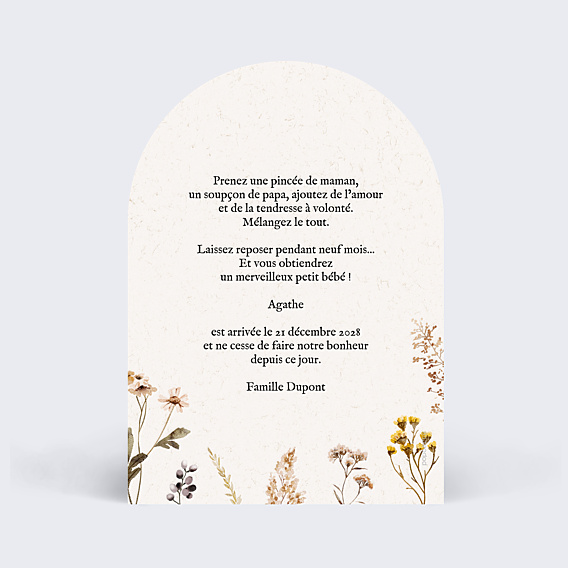 Faire-part Naissance Bouquet Sauvage