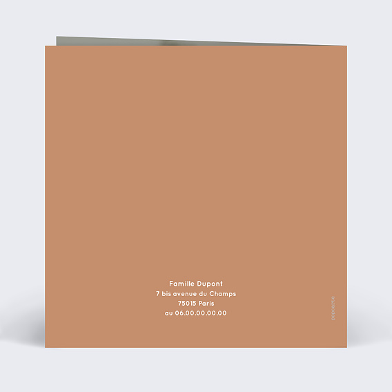 Faire part naissance Carré terracotta Verso