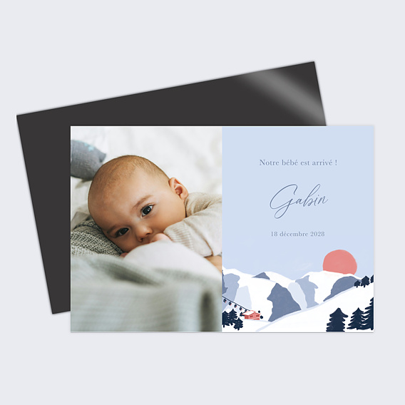 Faire part naissance Ski montagnes