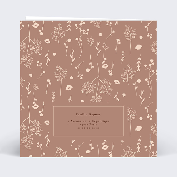 Faire-part Naissance Motif fleurs et teracotta