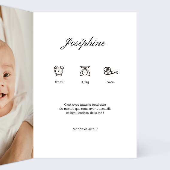 Faire part naissance Empreinte bébé Intérieur Droit