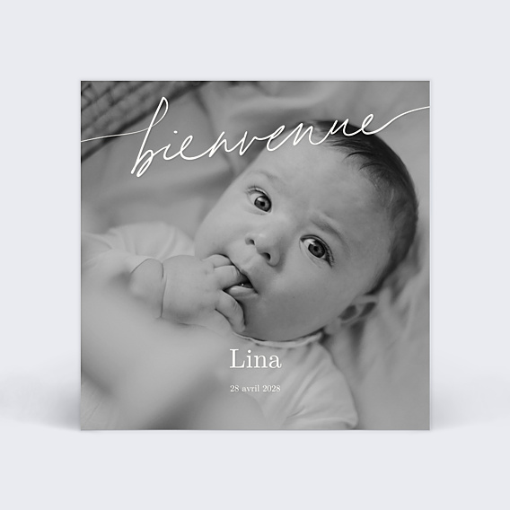 Faire-part Naissance Bienvenue Blanc
