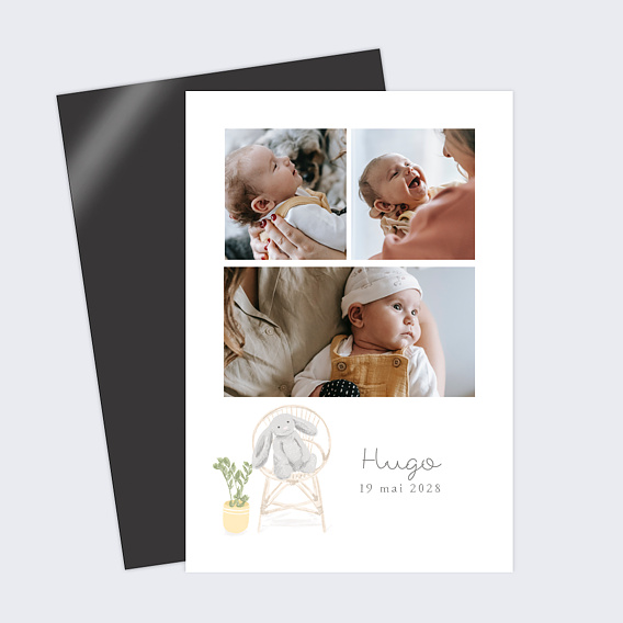 Faire part naissance Peluche Lapin Recto