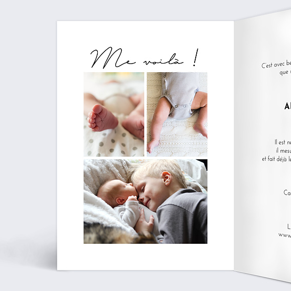 Faire part naissance Calligraphie Originale Intérieur Gauche