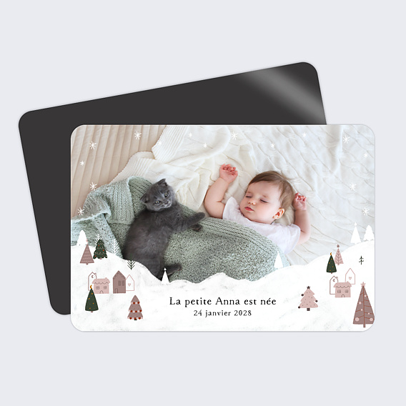 Faire part naissance Montagne enneigée