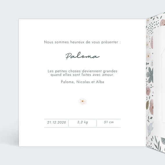 Faire-part Naissance Magnolia Polaroid Graines