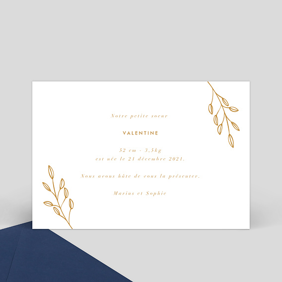 Faire part naissance Romantique Ambre Verso