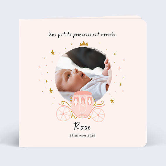 Faire-part Naissance Princesse Carrosse