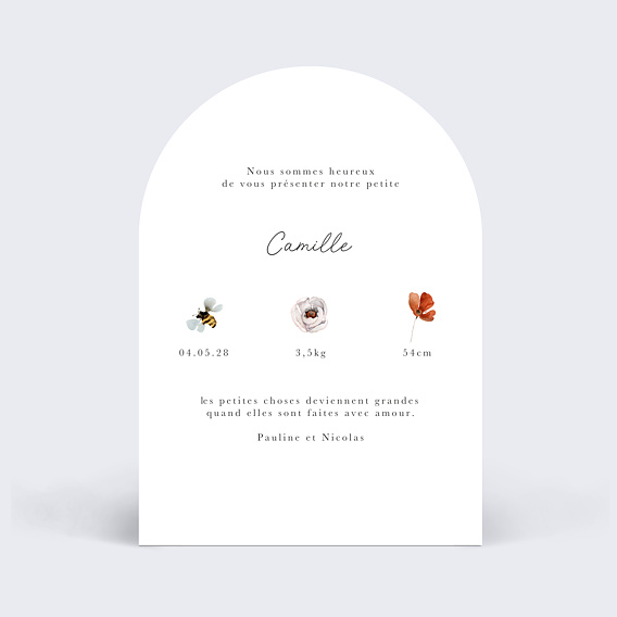 Faire part naissance Fleurs des champs Verso