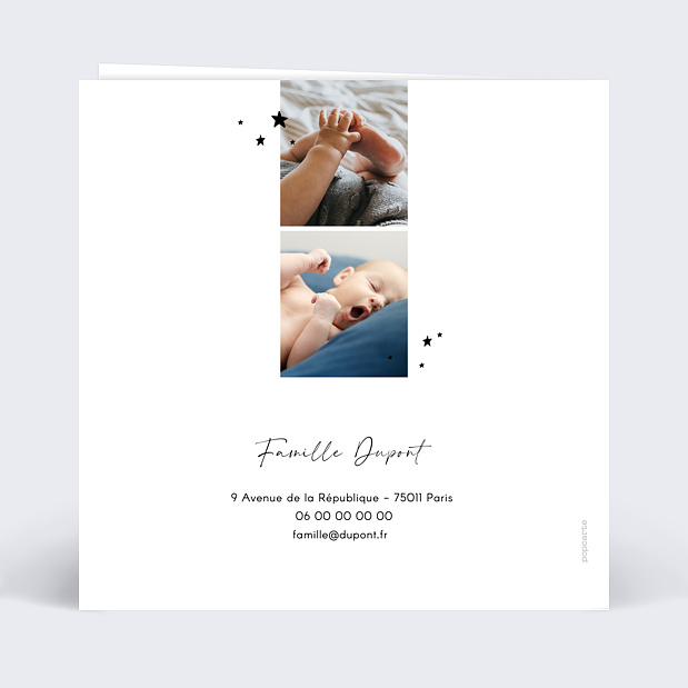 Faire-part Naissance Bonne Étoile Verso