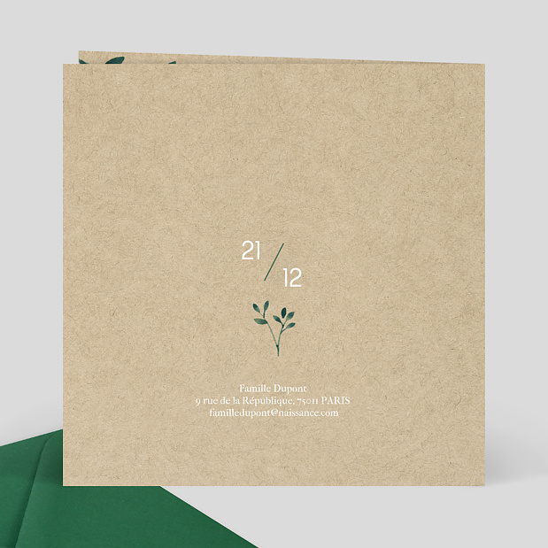 Faire-part de Naissance Ombrage Verso