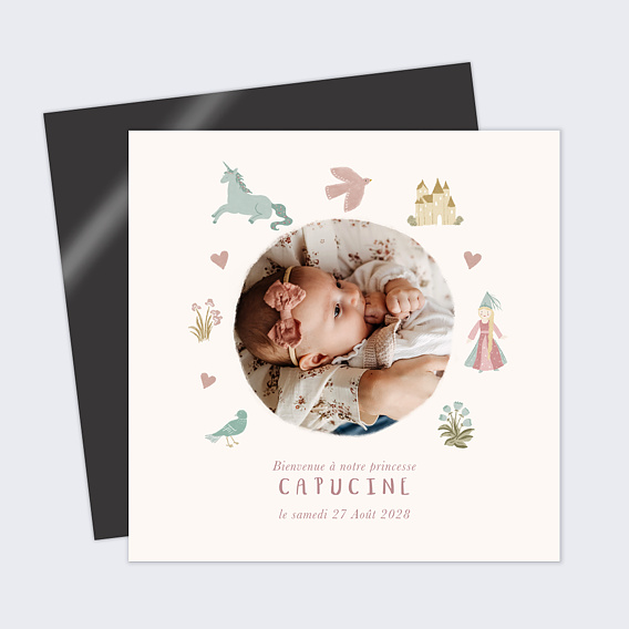 Faire part naissance Princesse Pastel
